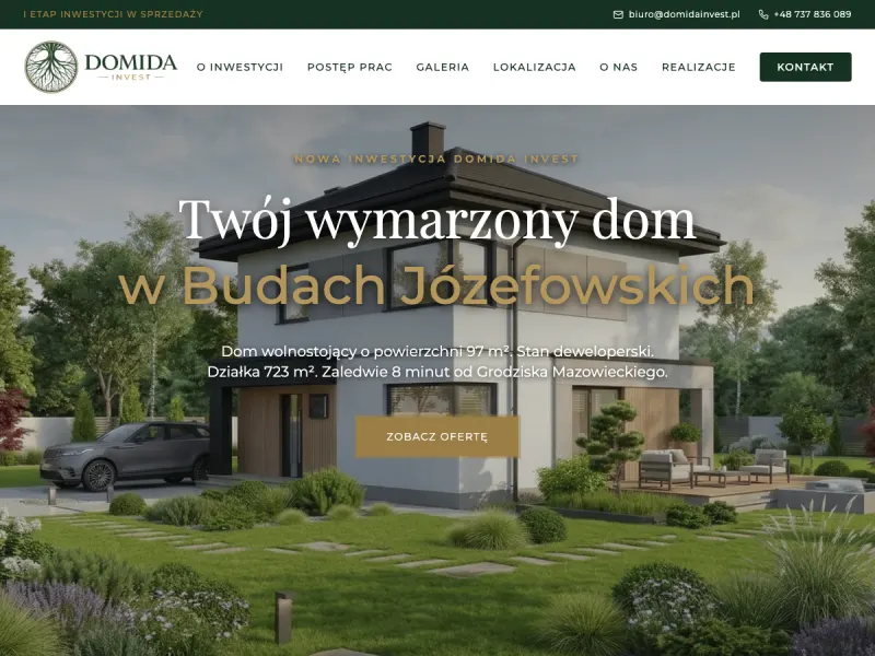 Strona inwestycji Willa Maja, Domida Invest